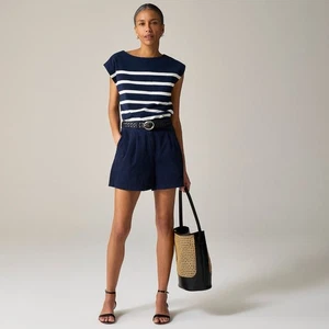 NWT!! J. CREW 5” Pleated Heritage Chino Shorts Navy Blue Preppy Summer Size 12 - Picture 1 of 15