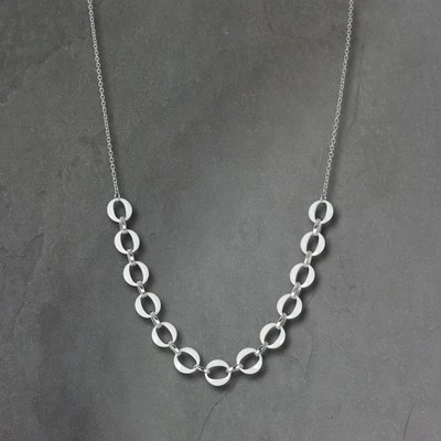 Amello Collana Acciaio Inox Ceramica 70cm Anelli Gioiello Argento Bianco ESKX02W - Immagine 1 di 4