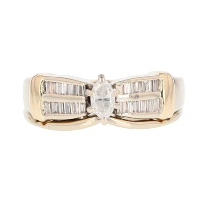 .38ctw Marquise Diamond w/ Accents Engagement Ring 14k Multi-Tone Gold Size 5.5 - Image 1 of 4