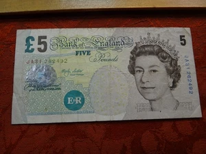 Billete de cinco libras del Banco de Inglaterra 2002 - envío y devolución gratuitos EE. UU. - Imagen 1 de 4