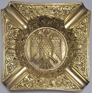 RARO Cenicero Vintage Latón Doble Cabeza Águila Original Bizantina Griega Decoración - Imagen 1 de 8