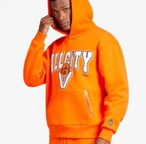 All City By Just Don Hoodie Crafted Fleece Orange Mens Sweater Sze XL Basketball - Picture 1 of 10