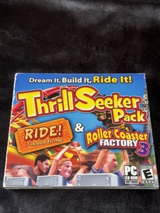 THRILL SEEKER Pack & ROLLER COASTER FACTORY 3 & Ride Tycoon (PC CD-Rom, 2011)NEW - Picture 1 of 12
