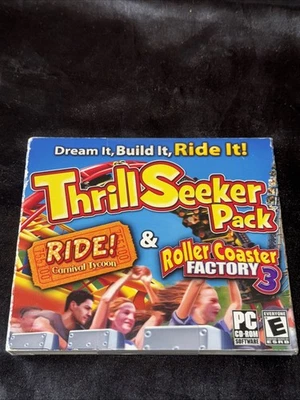 THRILL SEEKER Pack & ROLLER COASTER FACTORY 3 & Ride Tycoon (PC CD-Rom, 2011)NEW - Image 1 of 4