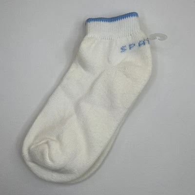 VTG Socks 9-11 Low Ankle Spalding White Blue 80's 90s Acrylic NOS - Image 1 of 4
