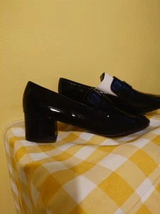 Ladies Black Heeled Loafers Size 6 (Small Made) - Picture 1 of 4
