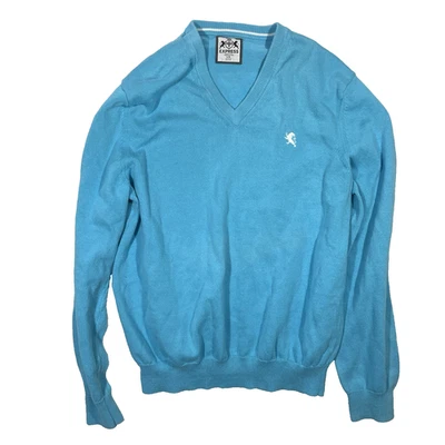 Suéter Express Para Hombre Turquesa y Blanco Logo Manga Larga Talla Grande Otoño Informal Foto 1 de 4