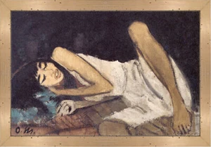 Liegende um 1914 Zigeuner Frau Mädchen Expressionismus Otto Mueller A2 Natur 37 - Bild 1 von 1