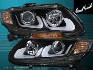 Fit For 12 13 Honda Civic 2/4 Door U Style Bar Projector Headlights - Picture 1 of 2