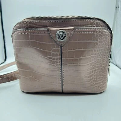 Cartera Bandolera Anne Klein Imitación Cocodrilo Repujado Bronceado Cabeza de León Foto 1 de 4
