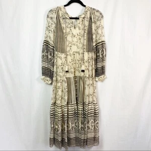 Anthro Talulah Anthropologie Stufen Midi Tasseled Boho Kleid XS Neu mit Etikett NEU - Bild 1 von 12