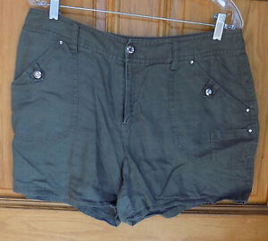 INC Ladies Size 12 Green Linen Shorts