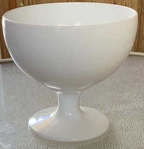 PRETTY MILK GLASS / WHITE PEDESTAL CANDY DISH/ BOWL 4 3/4” TALL - Picture 1 of 4