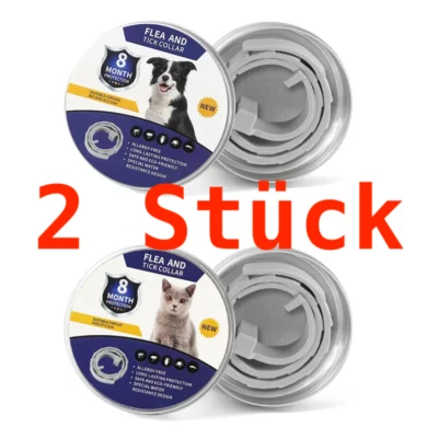 2x Flohhalsband Hund, Katze Insekten, Zeckenmittel, Zeckenkamm, Natürlich - Bild 1 von 4