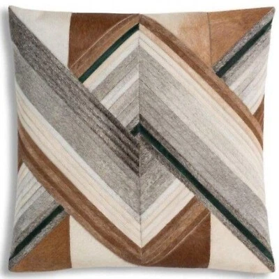 Leather Hairon Cushion Cover 18x18 Premium Quality Hand made Stylish Pillow 14 - Image 1 of 3
