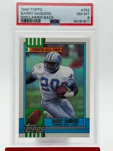 1990 Topps Barry Sanders #352 All Pro With Back Disclaimer Detroit Lions PSA 8 - Picture 1 of 2