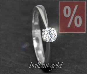 Gold diamond ring with 0.49ct brilliant solitaire, River E & Si2; 750 whitegold - Picture 1 of 6
