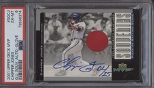 CHIPPER JONES PSA 6 2001 UPPER DECK MVP #SGCJ GAME USED GLOVE AUTO 2/25 HOF