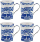 Spode Blue Italian Large Porcelain Coffee Mugs, Set of 4, 12 Oz - Blue White