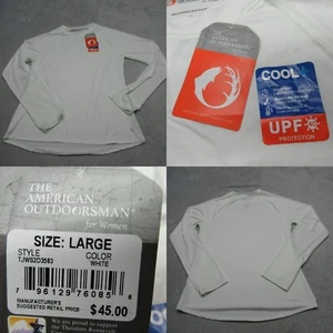 The American Outdoorsman Shirt Women Large White UPF Long Sleeve Performance NWD - Picture 1 of 13