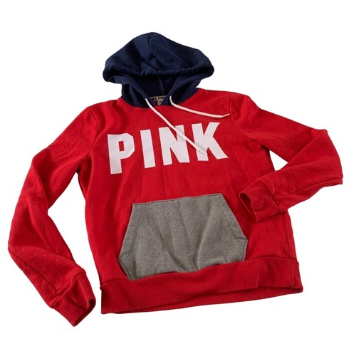 UNDERCOVER Pullover rosa Victorias Secret donna taglia small rosso manica lunga felpa con cappuccio S