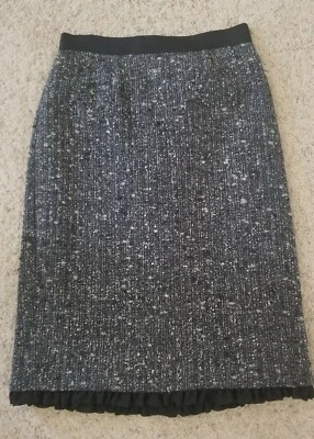 Usado en Excelente Condición Kate Spade New York Gris Oscuro Mezcla Lana Tweed Falda Lápiz, Talla 2 Foto 1 de 4