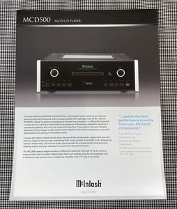 MCINTOSH MCD500 SACD/CD PLAYER ORIGINAL ADVERTISEMENT & INFO PAGE J0700 - Picture 1 of 2