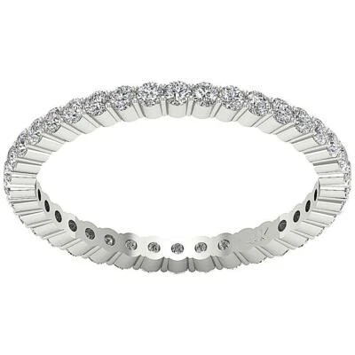 Eternity Wedding Ring Natural Diamond VVS1 F 0.90 Ct 14k White Yellow Rose Gold - Image 1 of 4