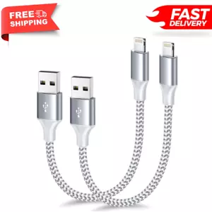 Apple Mfi Certified Short Iphone Charger 1Ft 2Pack,Usb a to Lightning Cord Nylon - Picture 1 of 6