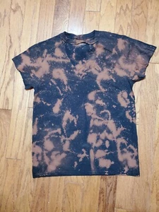 Custom Bleach Tie Dye Black To Brown Khaki T Shirt men's M Gildan women's Unisex - Picture 1 of 5