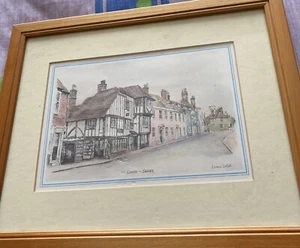 Gerahmter Druck der Buchhandlung Keere Street in Lewes East Sussex von Diane Setek - Bild 1 von 3
