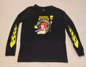 Nike Boys Long Sleeve Dragon Tee Sz L Flame Sleeve Graphic Print Fantasy Fun Kid - Picture 1 of 7