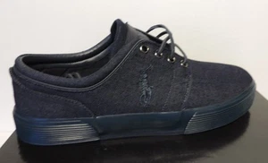 New polo Ralph Lauren Faxon Sneakers lace up canvas upper blue denim men tennis - Picture 1 of 9