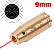CAL 9mm Red Laser Bore Sight Brass Cartridge Bullet Shap Boresighter 6 Batteries