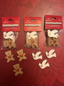 Vintage 1988 Lot CHRISTMAS Miniature Ornaments Hallmark Dove & Bear NIP & Loose - Picture 1 of 2