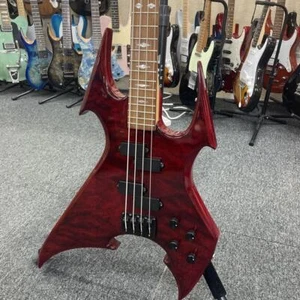 B.C. Rich Beast Bass Trans Red W/Gig bag Electric Bass Guitar Used From Japan - Picture 1 of 13