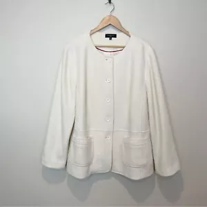 Talbots Wool Blend Collarless Button Front Jacket Blazer Size 20W Winter White - Picture 1 of 8