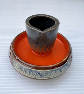 VTG English Match Holder Striker Ashtray Doulton & Co Advert Red Cauldron! MINT! - Picture 1 of 9