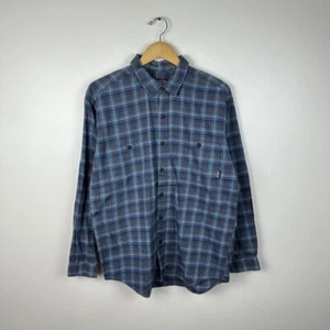 Patagonia Organic Cotton Blue Plaid Flannel Button Up Shirt Size Medium - Picture 1 of 3