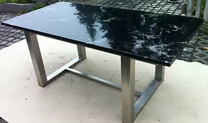 Gartentisch Esstisch Wohnzimmertisch Natursteintisch Chromstahltisch Granittisch - Bild 1 von 7