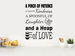 Kitchen Wall Quote A Pinch Of Patience, Modern Wall Sticker, PVC Decal - Picture 1 of 5