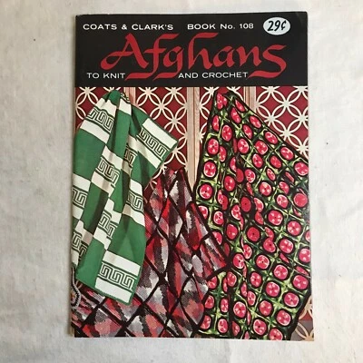 vintage 1959 Coats & Clarks Book No. 108 Afghans to Knit and Crochet patterns - Image 1 of 4