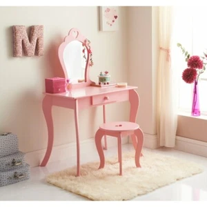 Amelia Vanity Set With Stool & Mirror Girls Dressing Room Decor - Pink - Picture 1 of 4