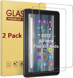 (2PCS) Tempered Glass Screen Protector For Amazon Fire 7" 12th Generation 2022 - Picture 1 of 6