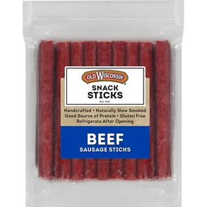 Beef Sausage Snack Sticks, Naturally Smoked, Ready to Eat, High Protein, Low ... - Picture 1 of 1