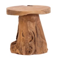 RUSTIC WOODEN STOOL "DARWIN" | teak root wood, Ø 16" | side table, chair