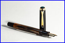 PELIKAN M400 in Tortoise Brown Striped Design OLD STYLE - MEDIUM 14ct Gold nib