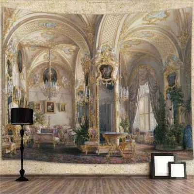 Medieval French Palace Garden Extra Large Tapestry Wall Hanging Art Poster - Image 1 of 4