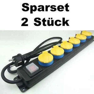 2x 6-fach Schuko Mehrfachsteckdose für Aussen H07RN-F Schalter Steckdosenleiste - Picture 1 of 7