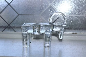 Vintage Kosta Boda Glas Widder Figur Kerzenhalter MCM - Bild 1 von 6